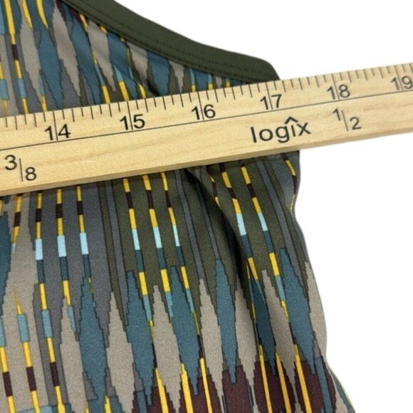 Prana Dress Racerback Green Yellow Blue Built in Bra Women's Size L - Picture 4 of 7